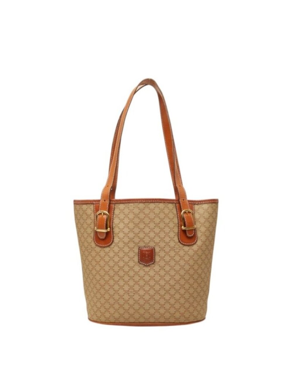 Celine Macadam Tote Shoulder Bag Beige Leather
